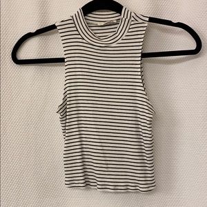 Black + White Mock neck crop top